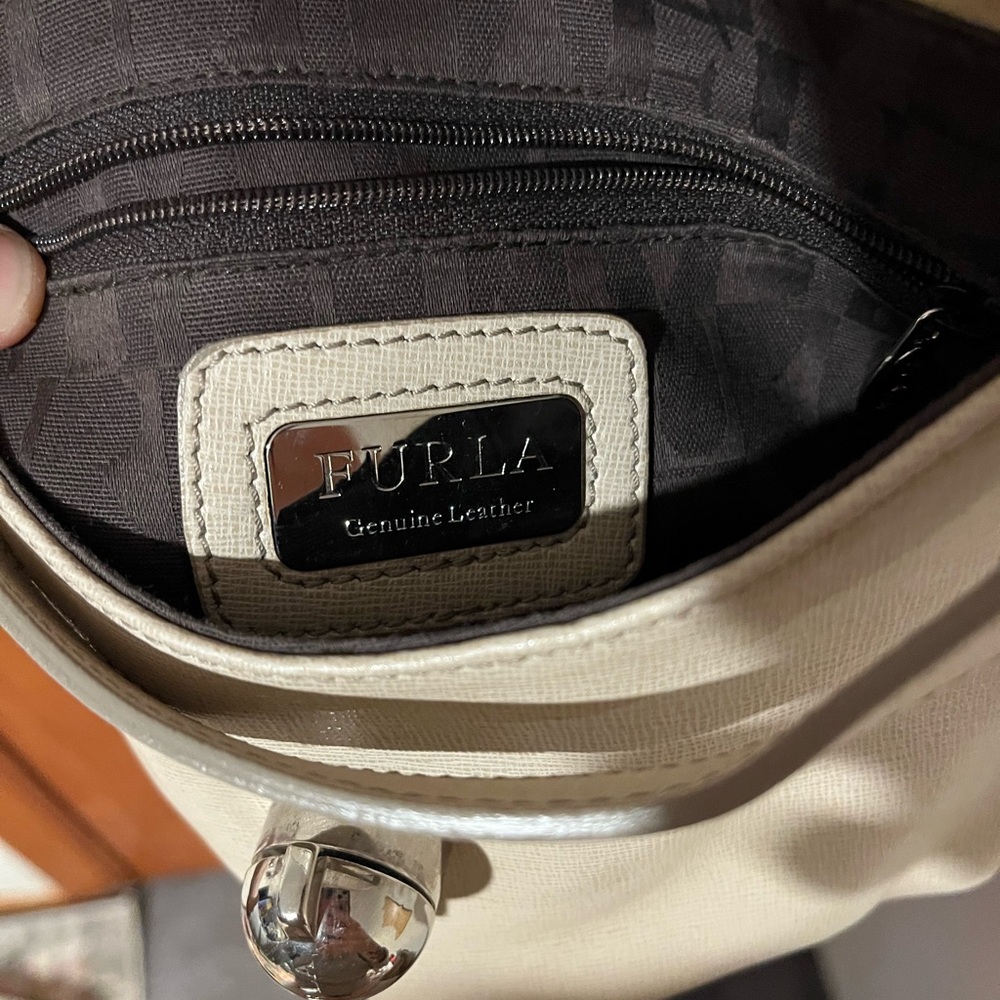 Cream Furla Leather Crossbody Bag - Picture 4 of 5